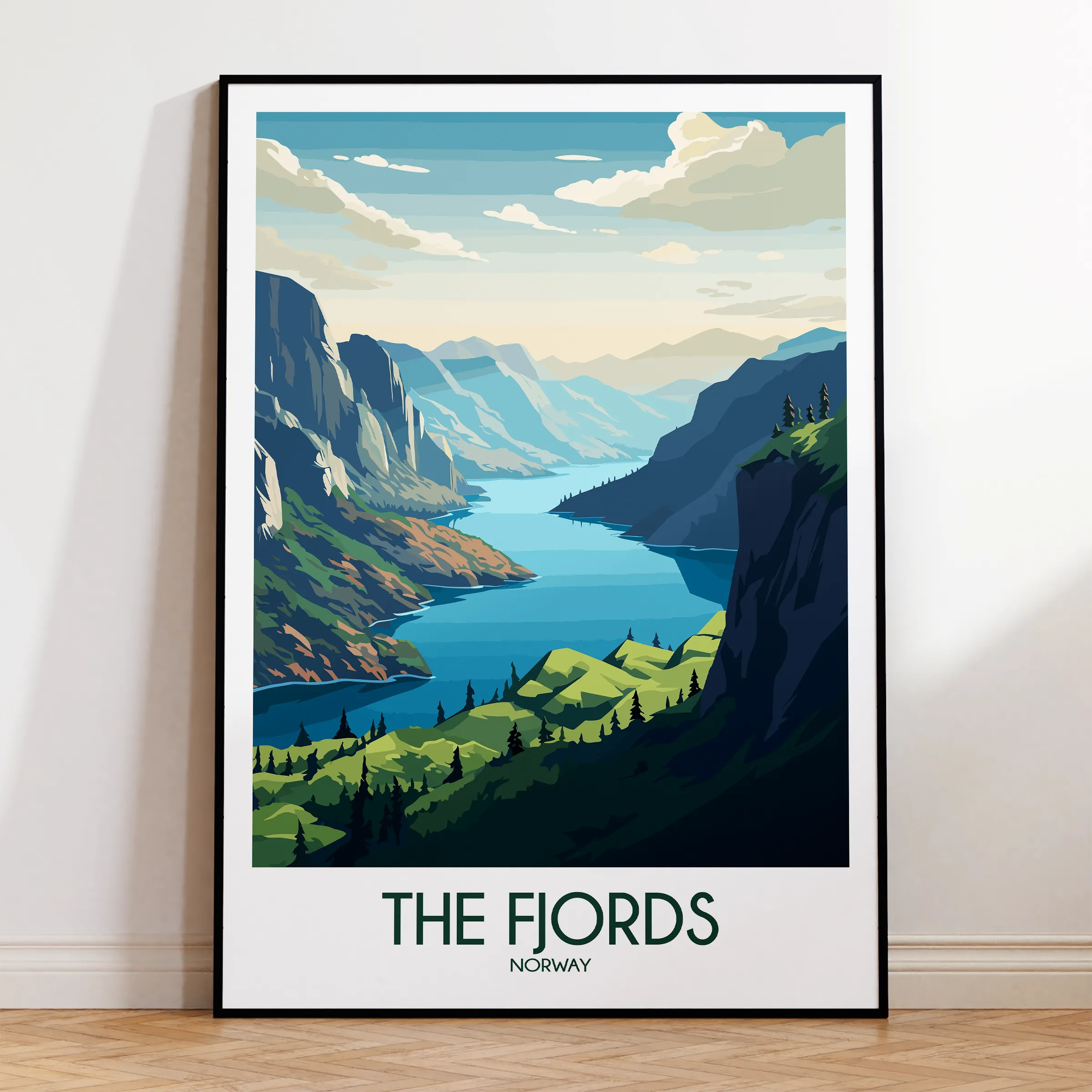 Fjords Modern Travel Poster