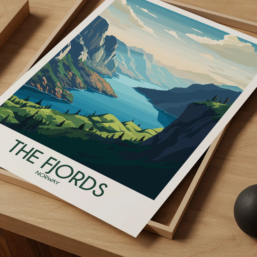 Fjords Retro Travel Illustration