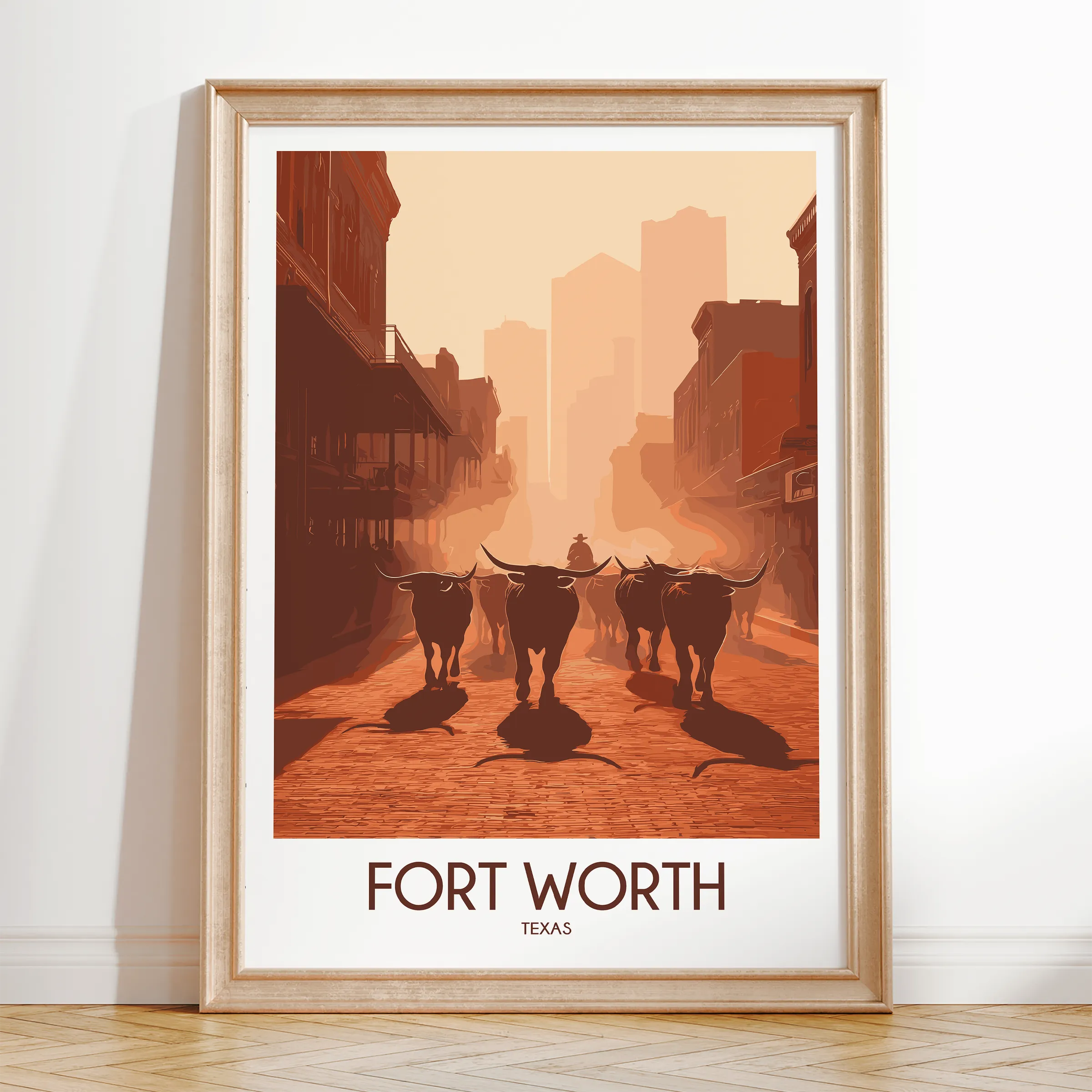 Fort Worth Retro Travel Illustration