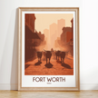 Fort Worth Retro Travel Illustration