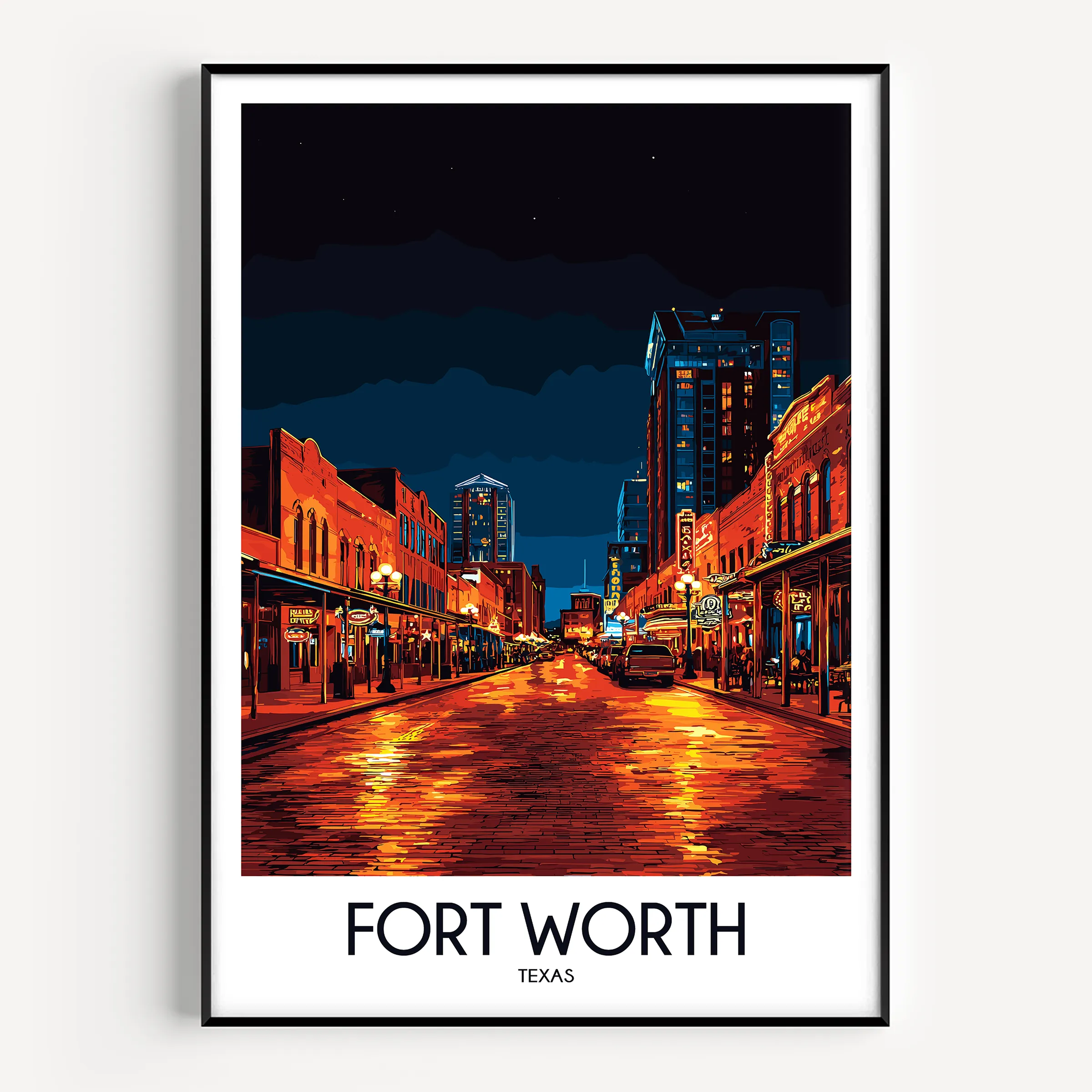Fort Worth Retro Travel Illustration