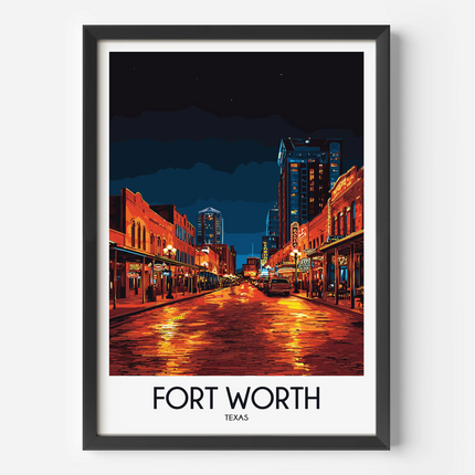 Fort Worth Vintage Style Print
