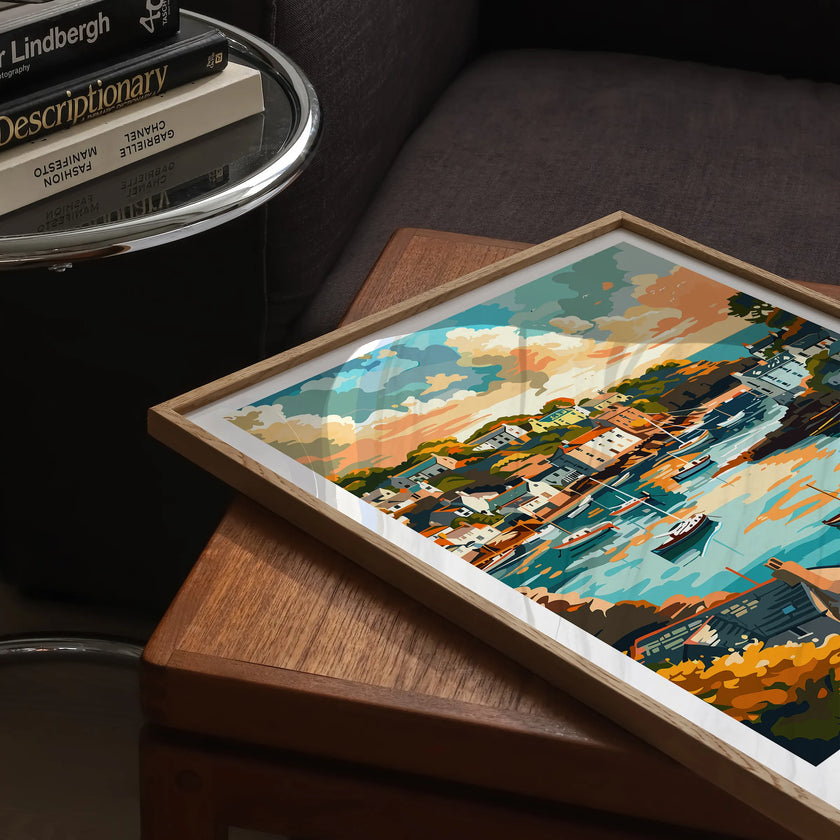 Fowey Retro Travel Illustration