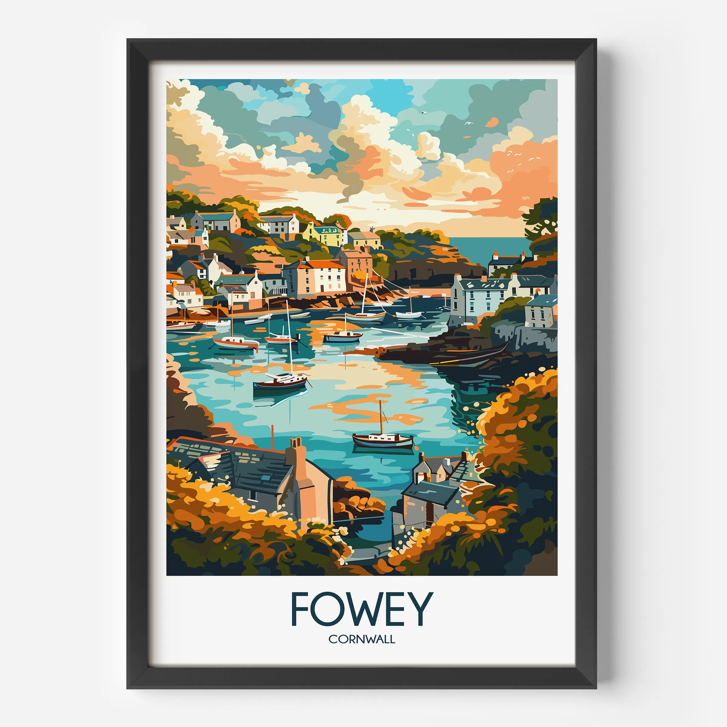 Fowey Retro Travel Illustration