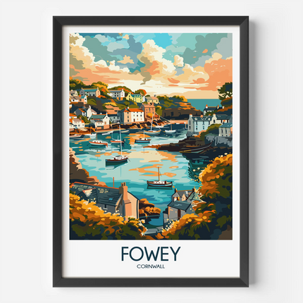 Fowey Retro Travel Illustration