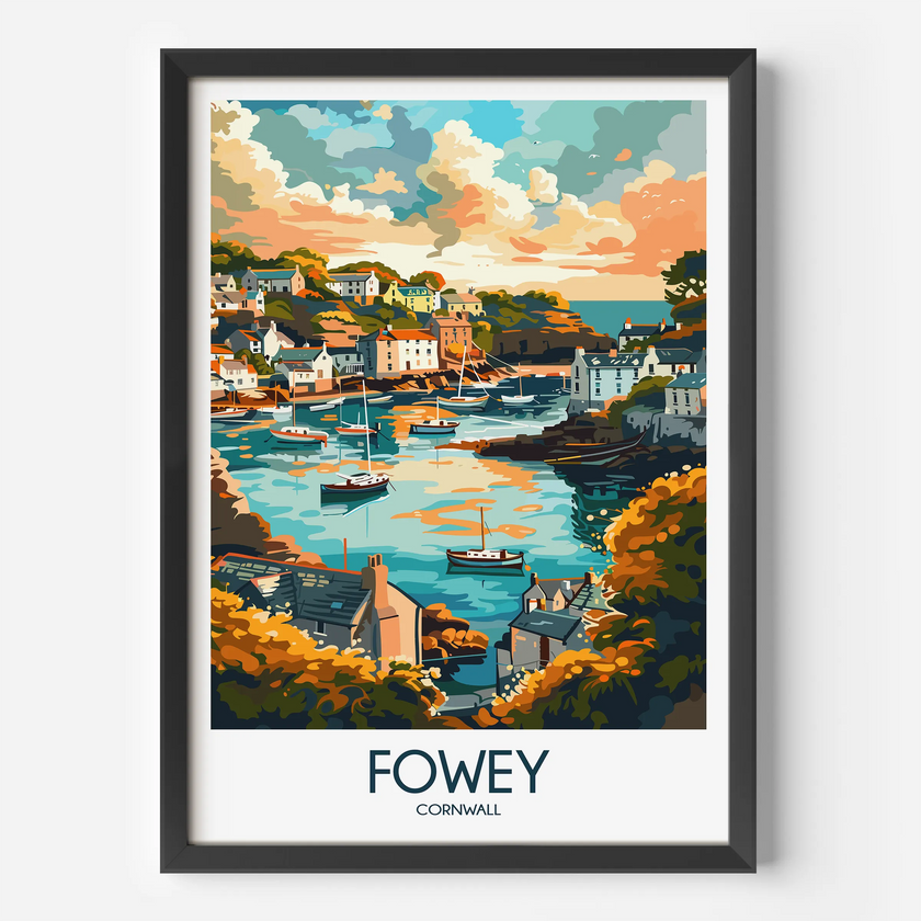 Fowey Retro Travel Illustration