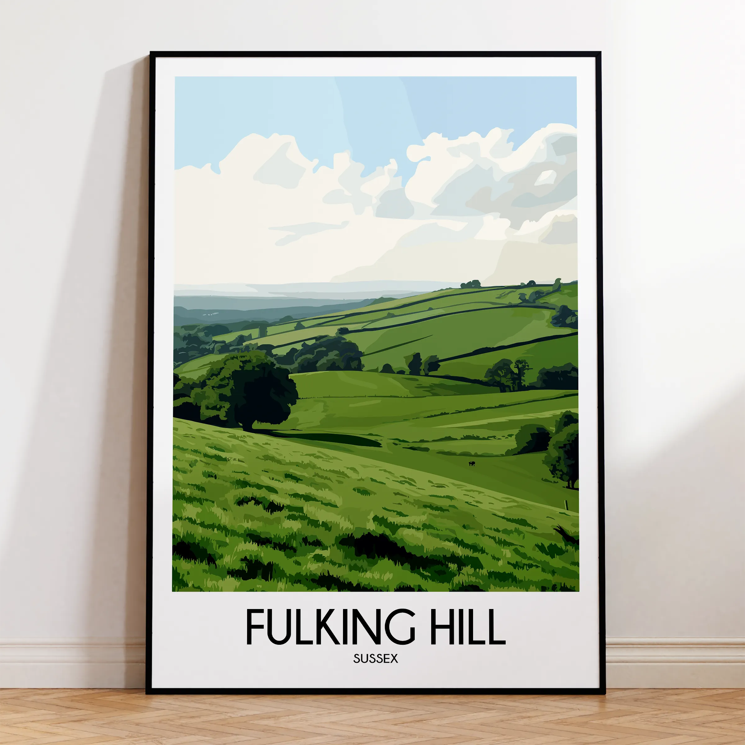 Fulking Hill Retro Travel Illustration