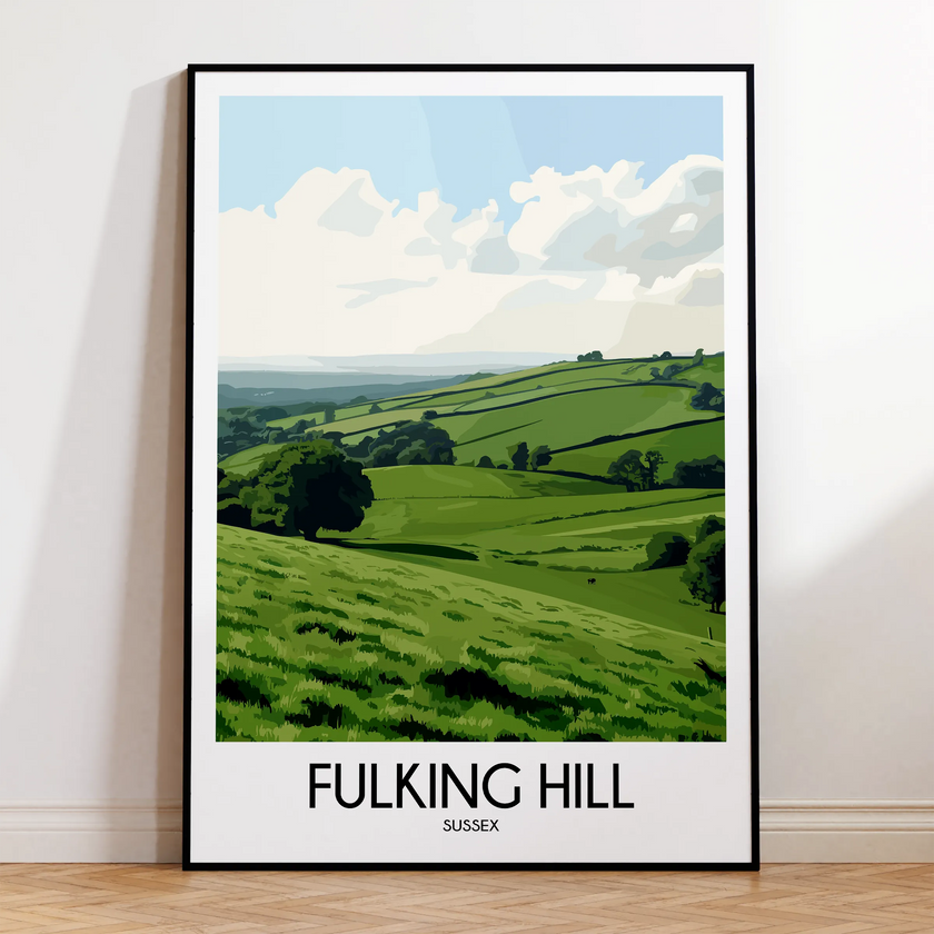 Fulking Hill Retro Travel Illustration