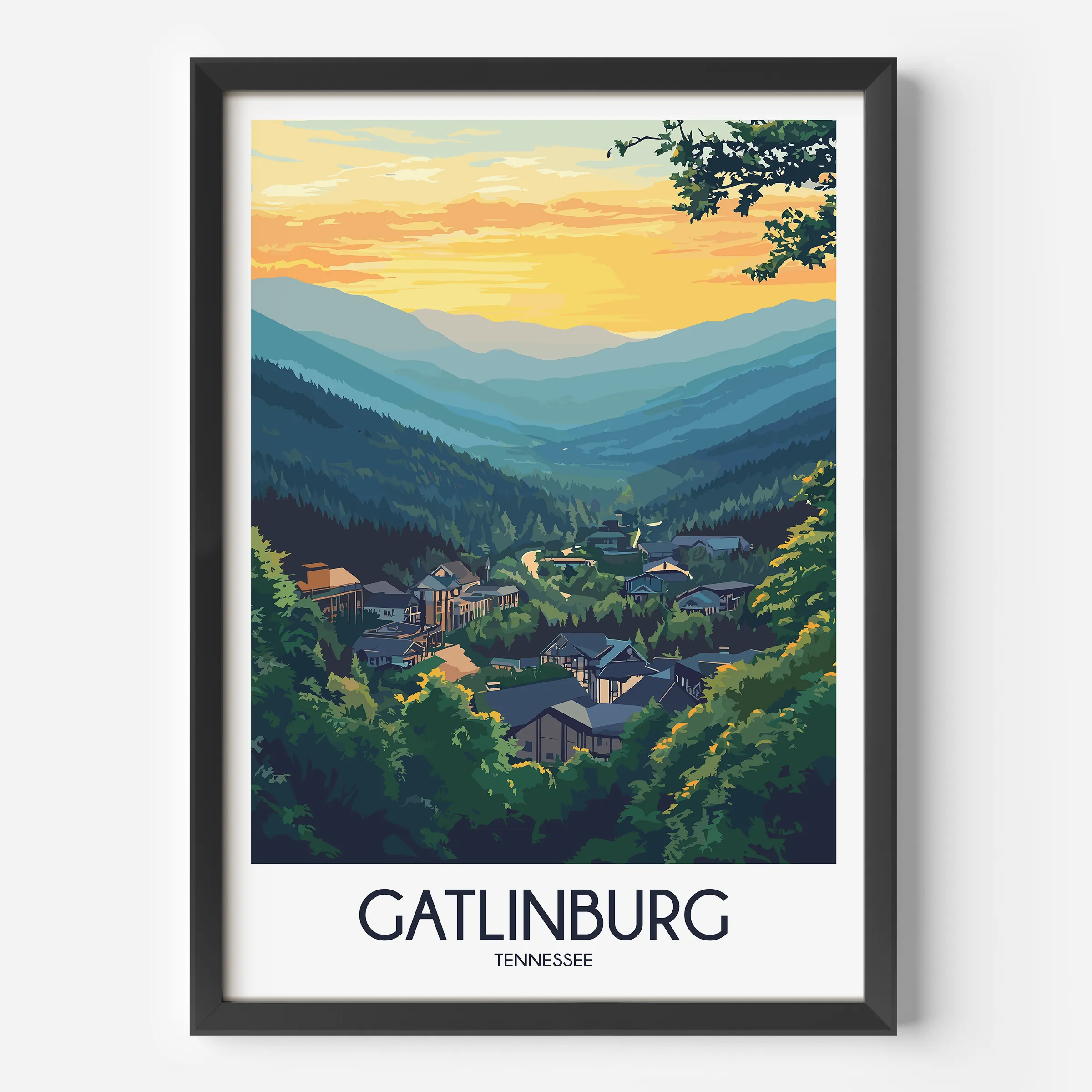 Gatlinburg Retro Travel Illustration