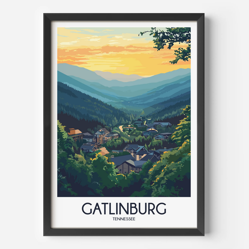 Gatlinburg Retro Travel Illustration