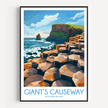 Giant'S Causeway Retro Travel Illustration