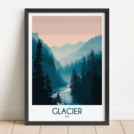 Glacier National Park Minimalist Wall Art