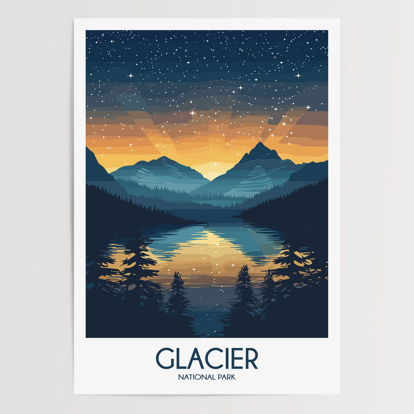 Glacier Vintage Style Print