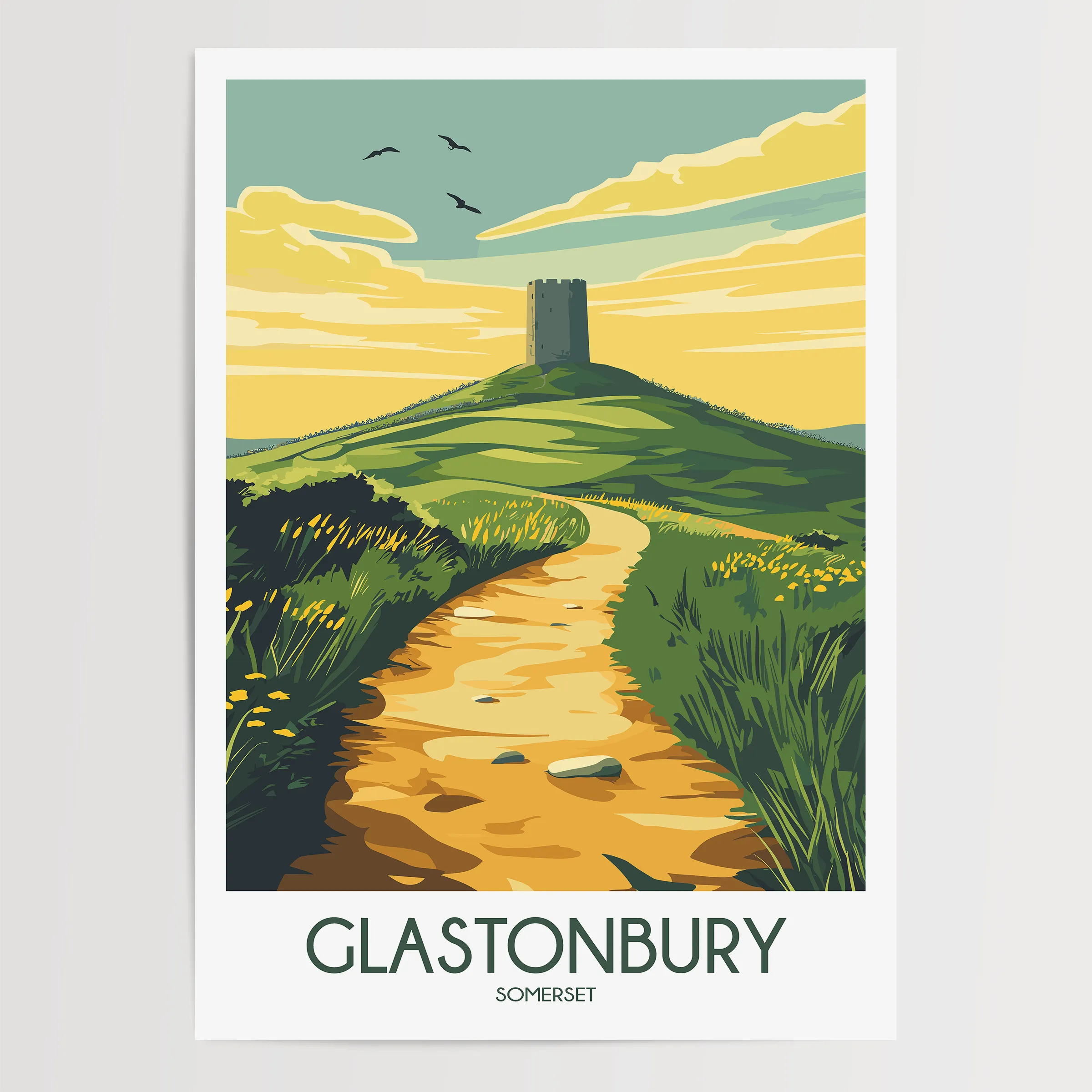 Glastonbury Modern Travel Poster