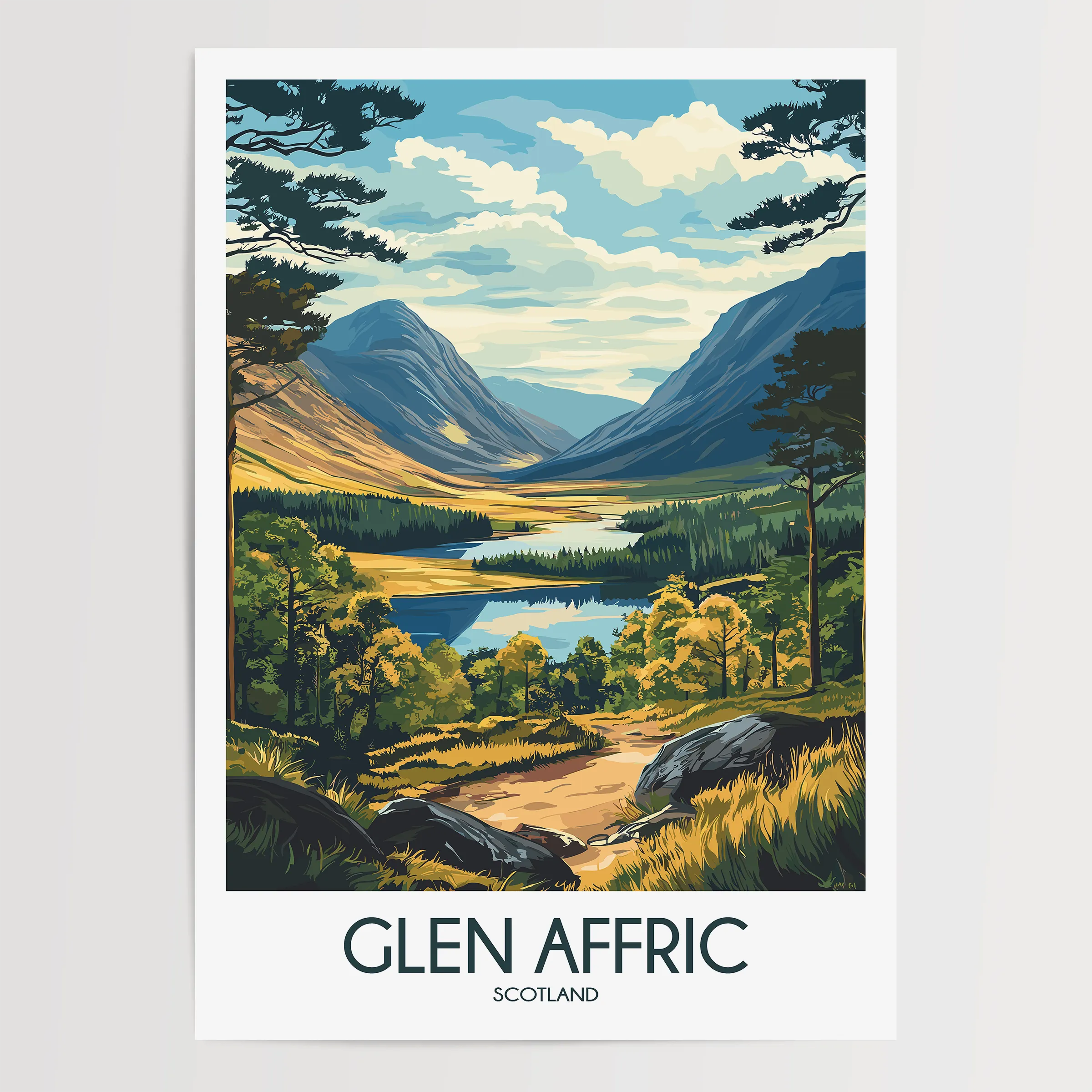 Glen Affric Retro Travel Illustration