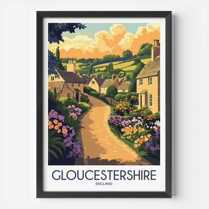 Gloucestershire Retro Travel Illustration