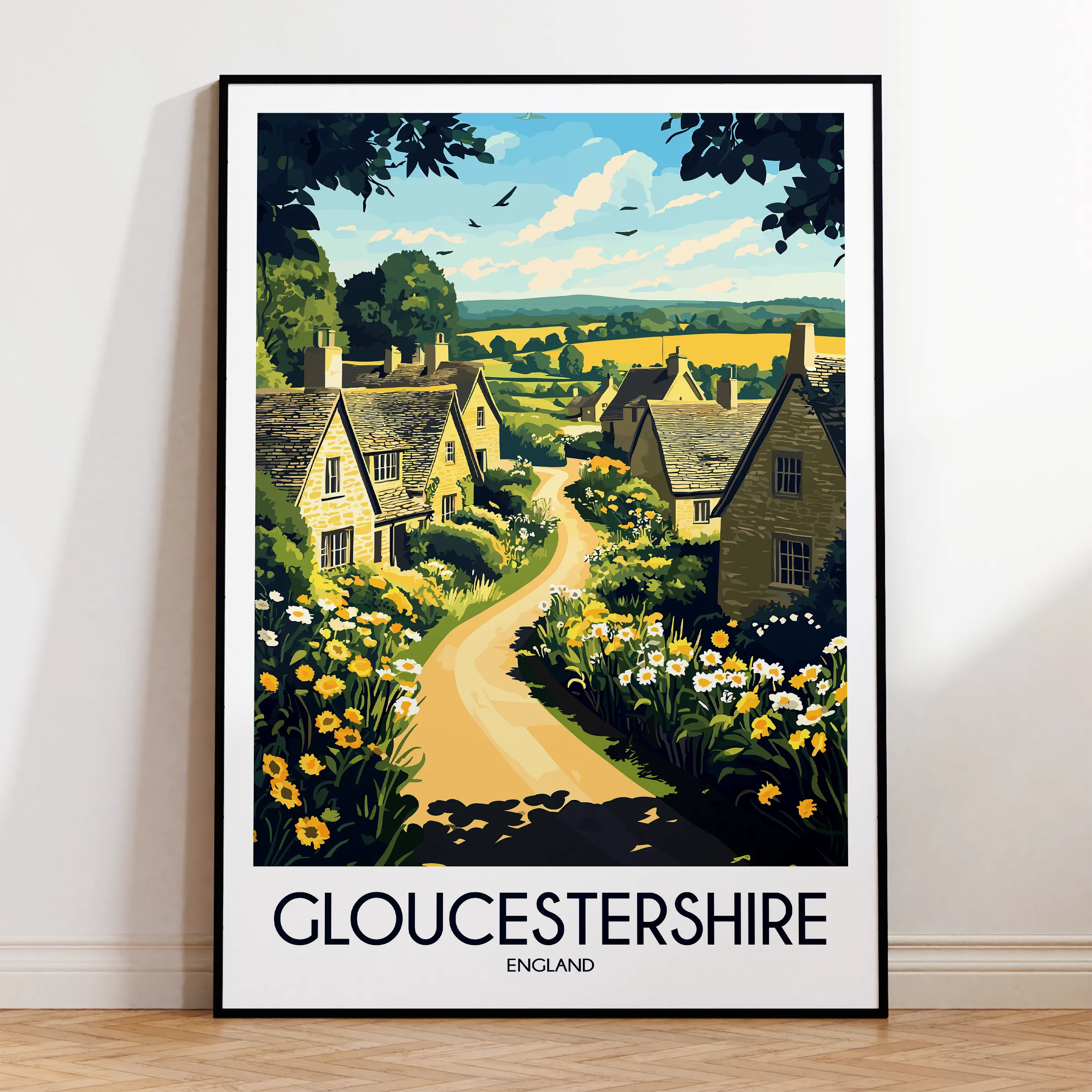 Gloucestershire Retro Travel Illustration