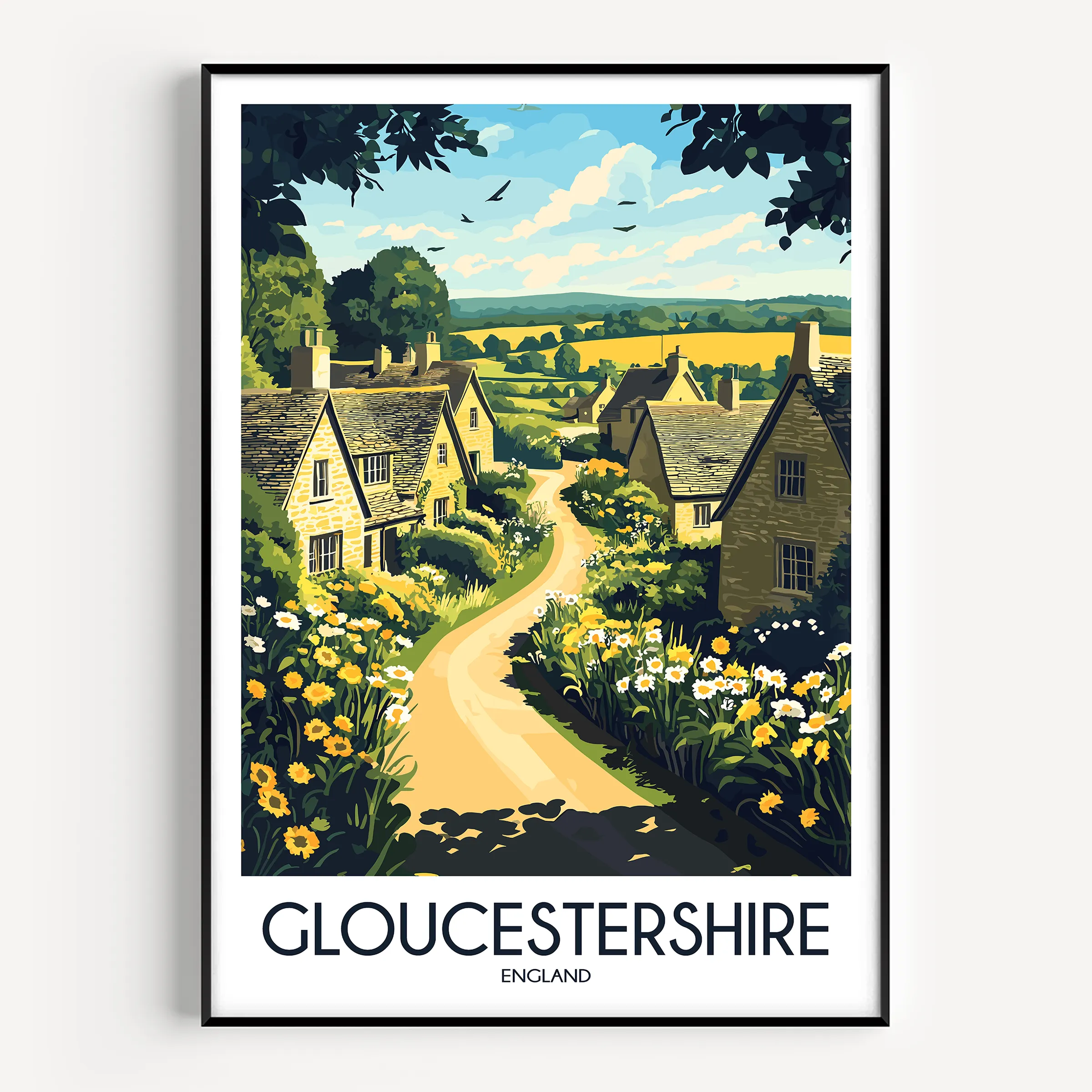 Gloucestershire Vintage Style Print