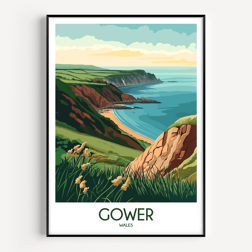 Gower Modern Travel Poster