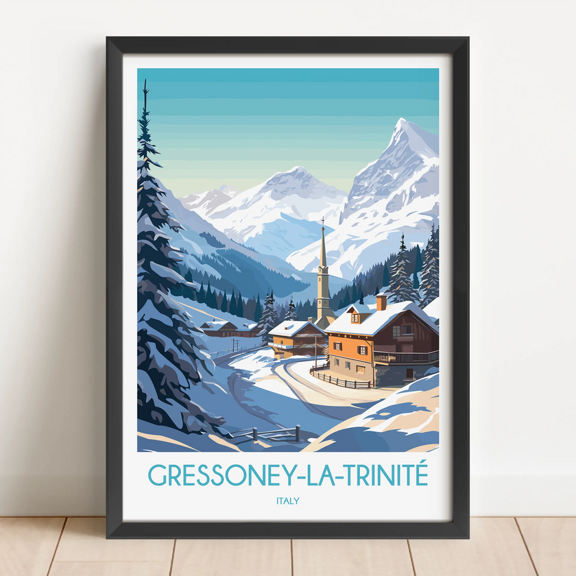Gressoney Retro Travel Illustration
