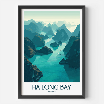 Ha Long Bay Retro Travel Illustration