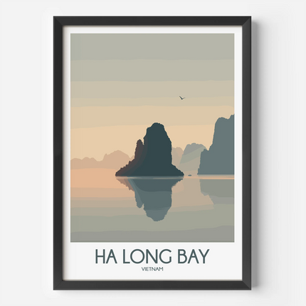 Ha Long Bay Retro Travel Illustration