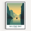 Ha Long Bay Retro Travel Illustration