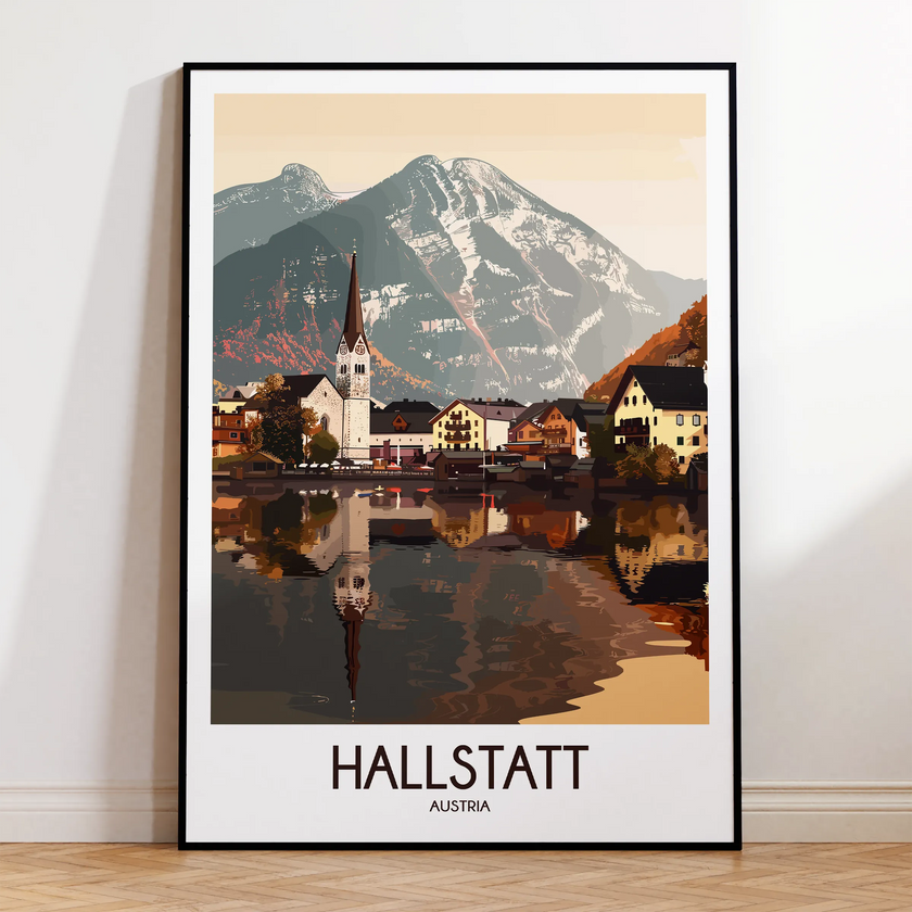 Hallstatt Modern Travel Poster