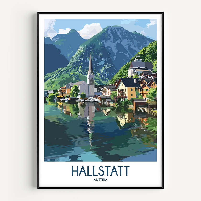 Hallstatt Modern Travel Poster
