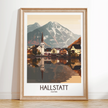 Hallstatt Retro Travel Illustration