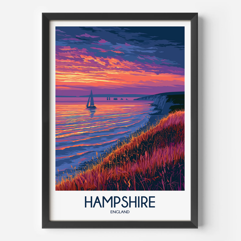 Hampshire Retro Travel Illustration