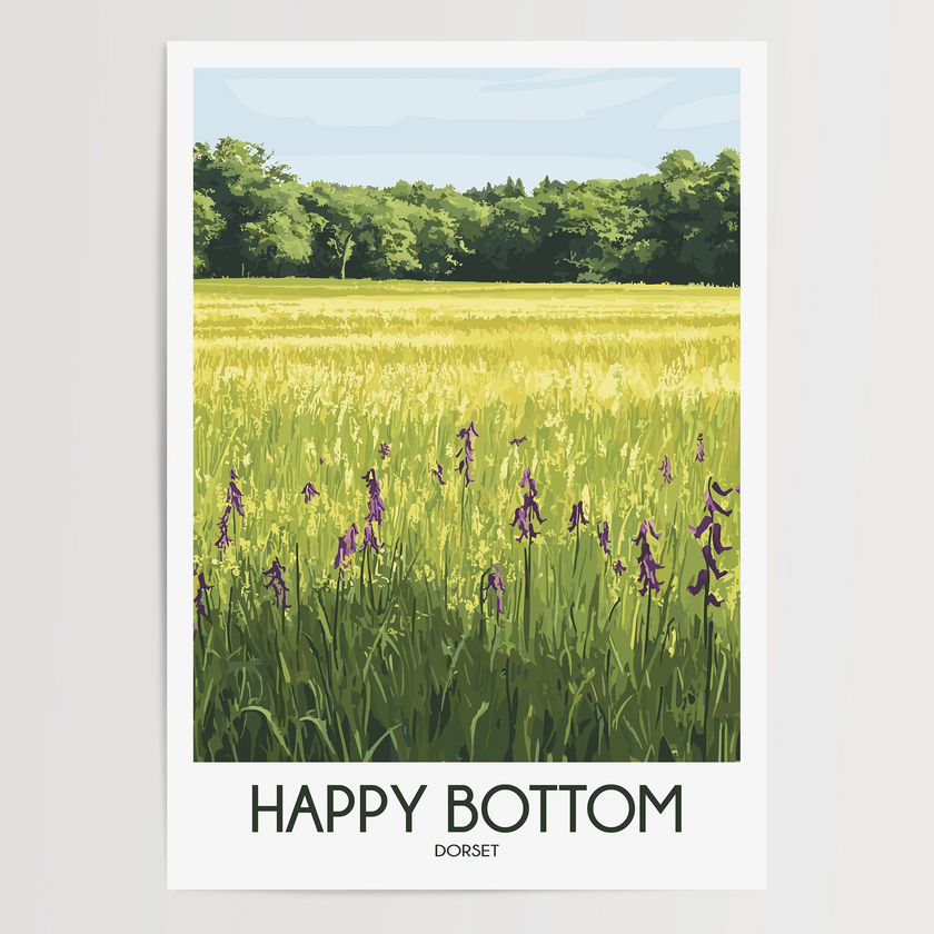 Happy Bottom Vintage Style Print