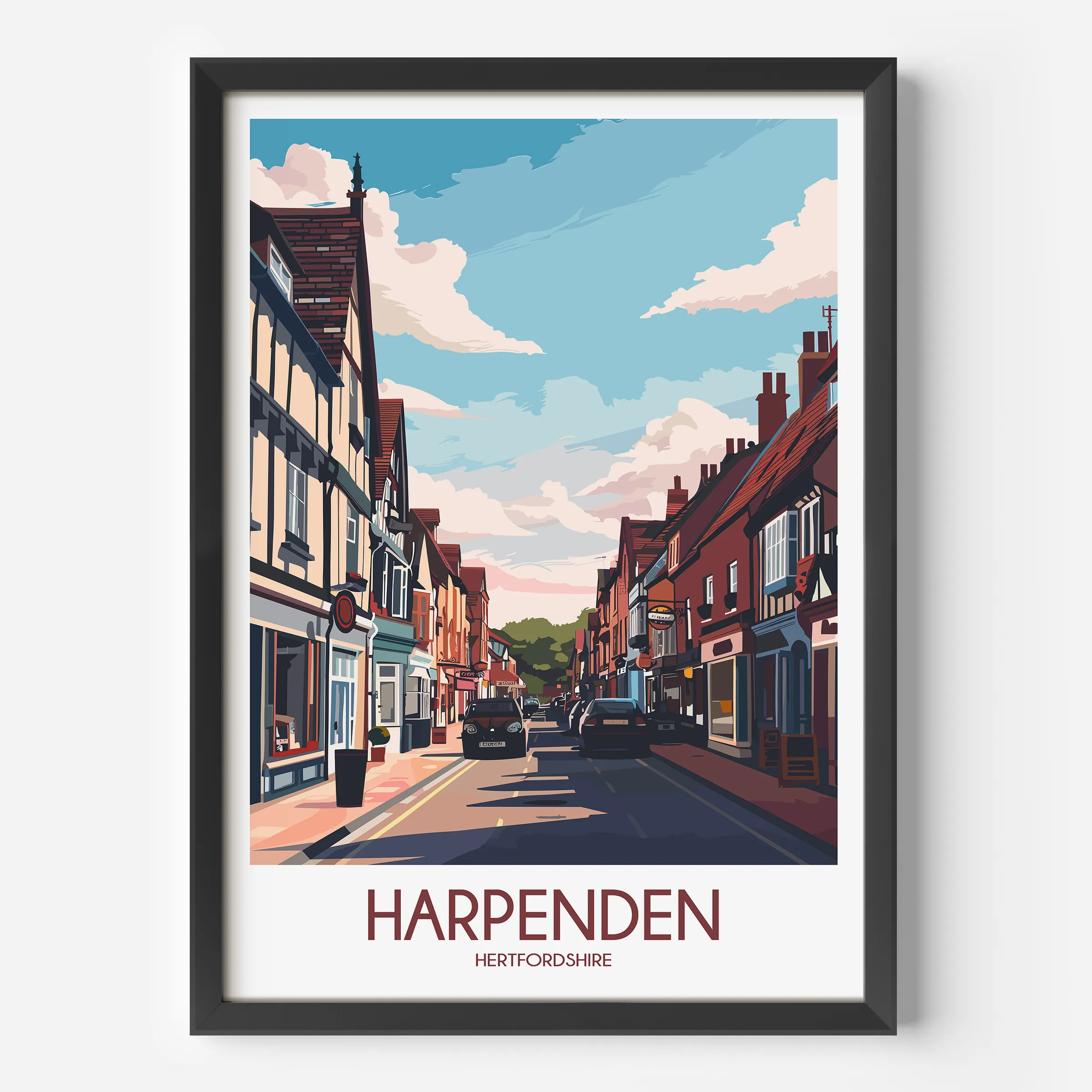 Harpenden Retro Travel Illustration