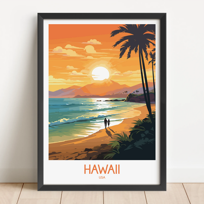 Hawaii Retro Travel Illustration