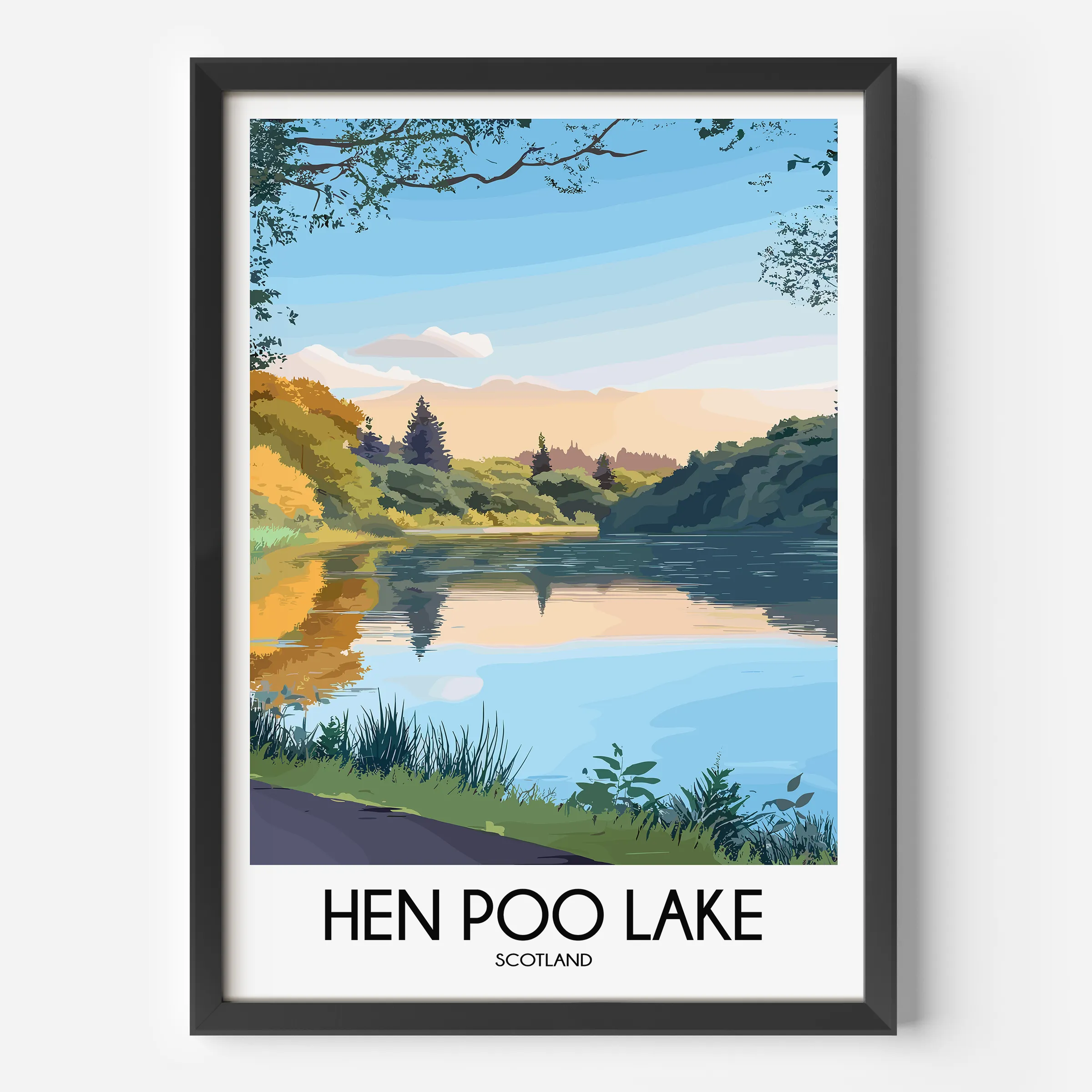 Hen Poo Lake Vintage Style Print