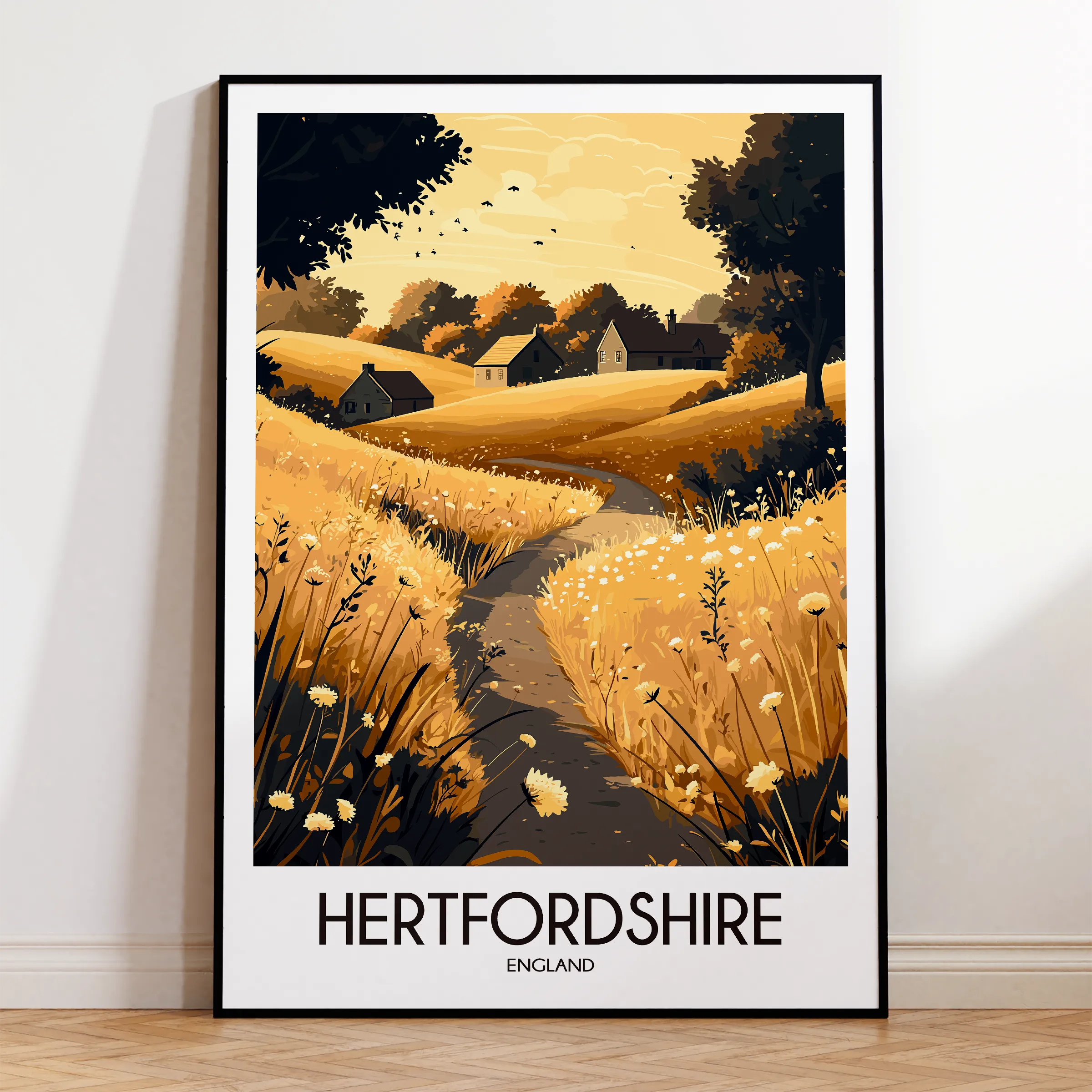 Hertfordshire Modern Travel Poster