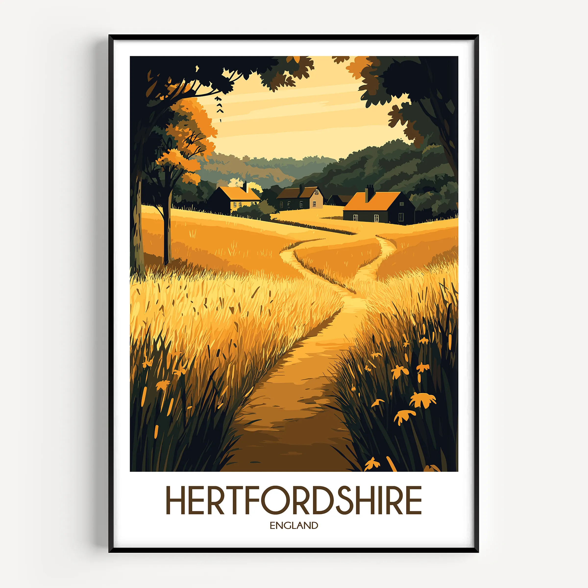 Hertfordshire Modern Travel Poster