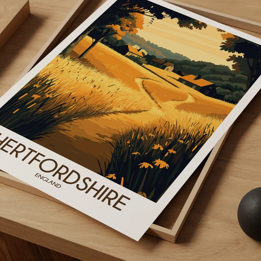Hertfordshire Retro Travel Illustration
