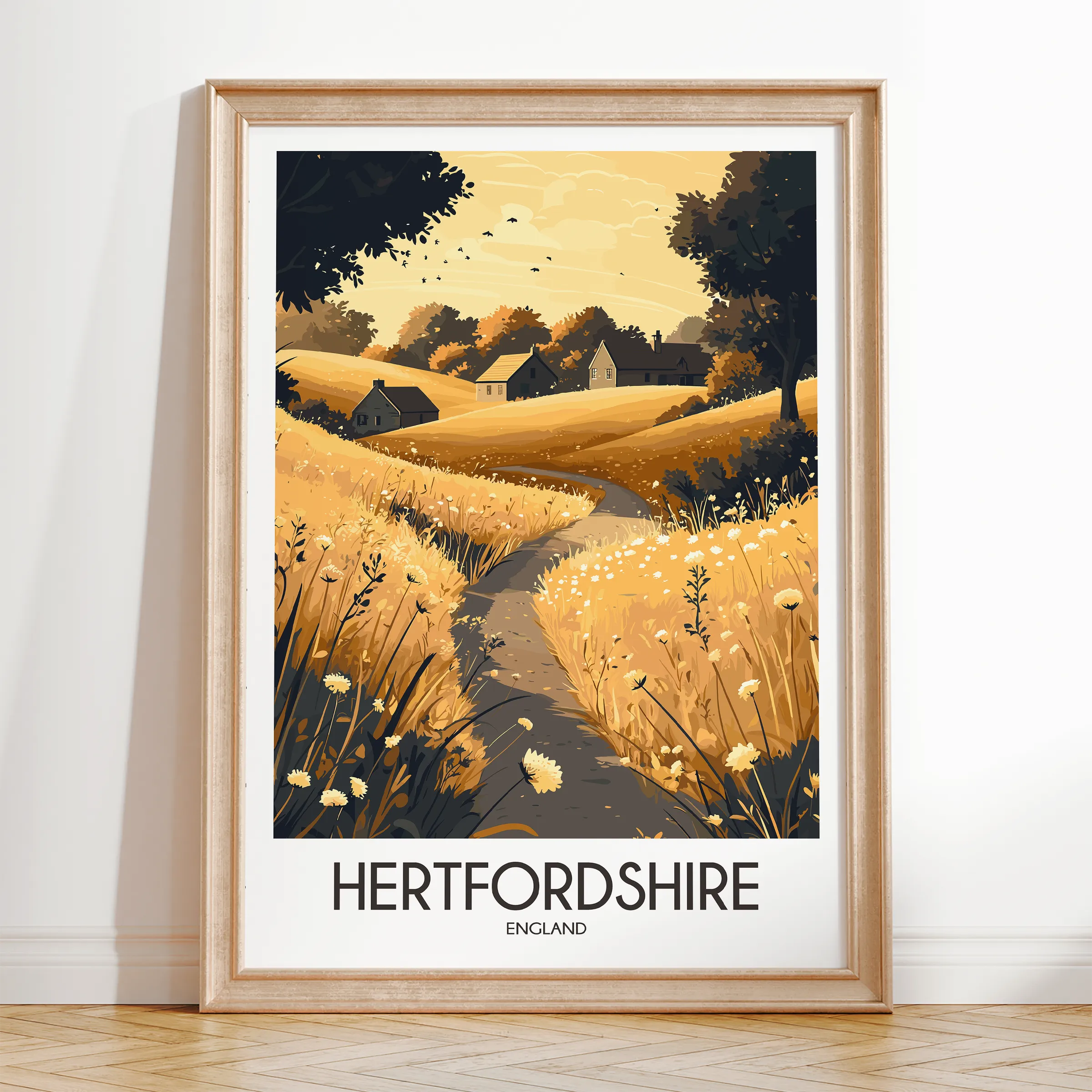 Hertfordshire Retro Travel Illustration