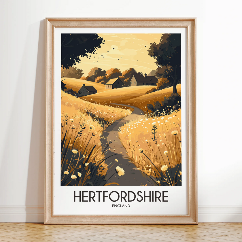 Hertfordshire Retro Travel Illustration