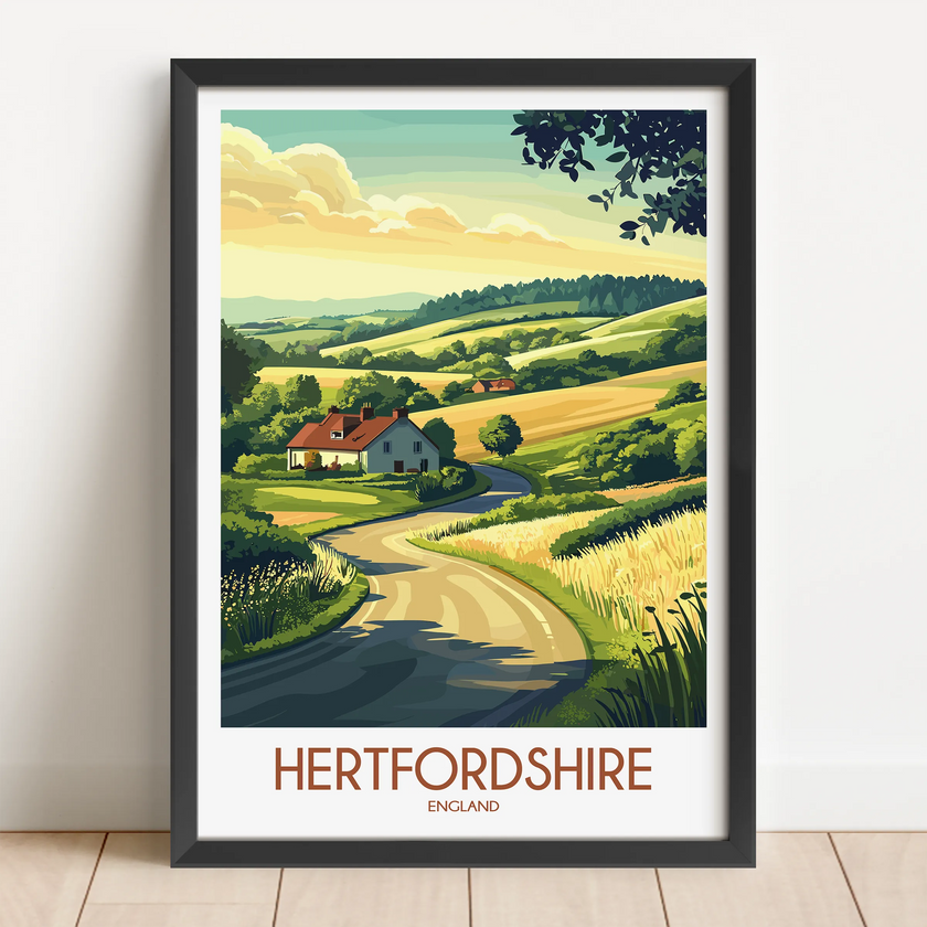 Hertfordshire Retro Travel Illustration