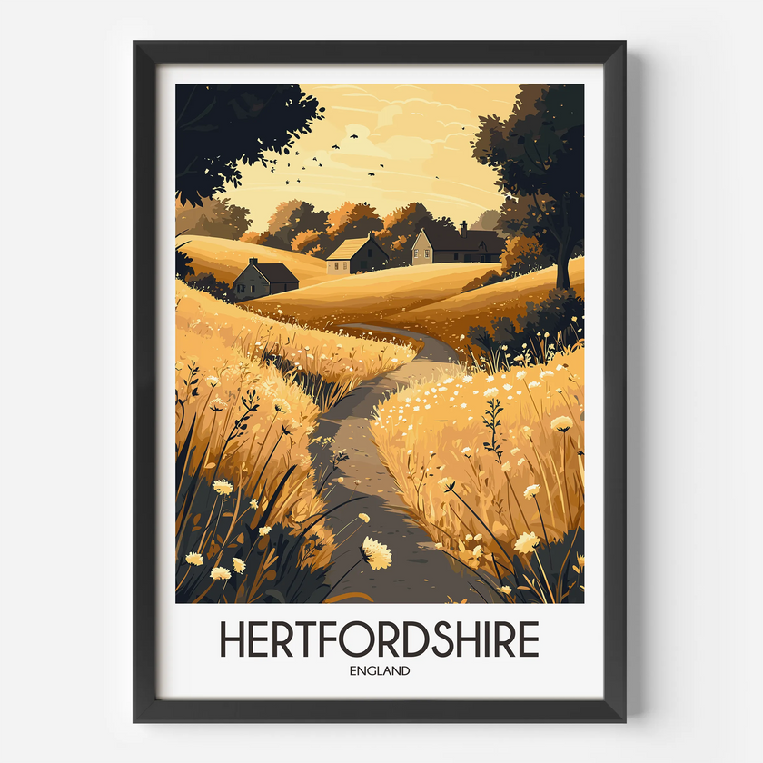 Hertfordshire Vintage Style Print