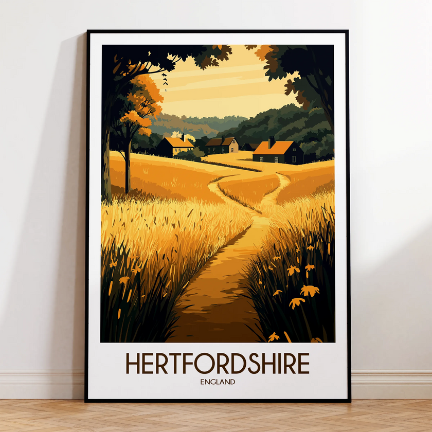Hertfordshire Vintage Style Print