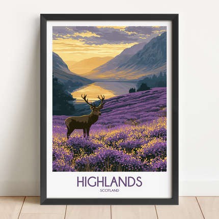 Highlands Retro Travel Illustration