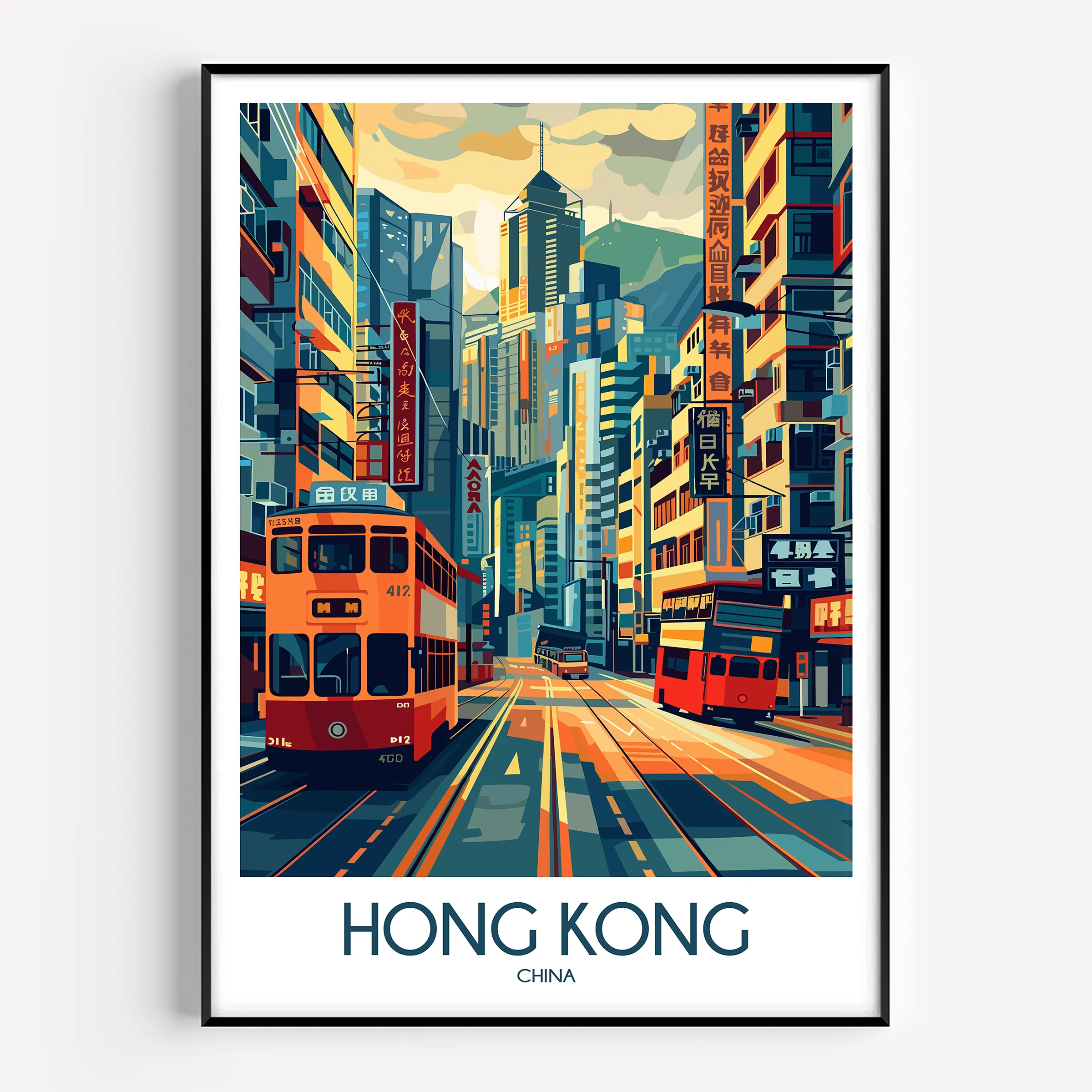 Hong Kong Retro Travel Illustration