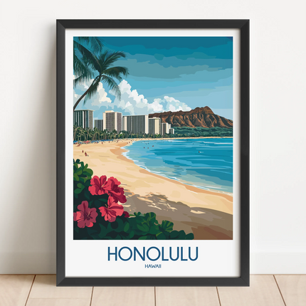 Honolulu Modern Travel Poster