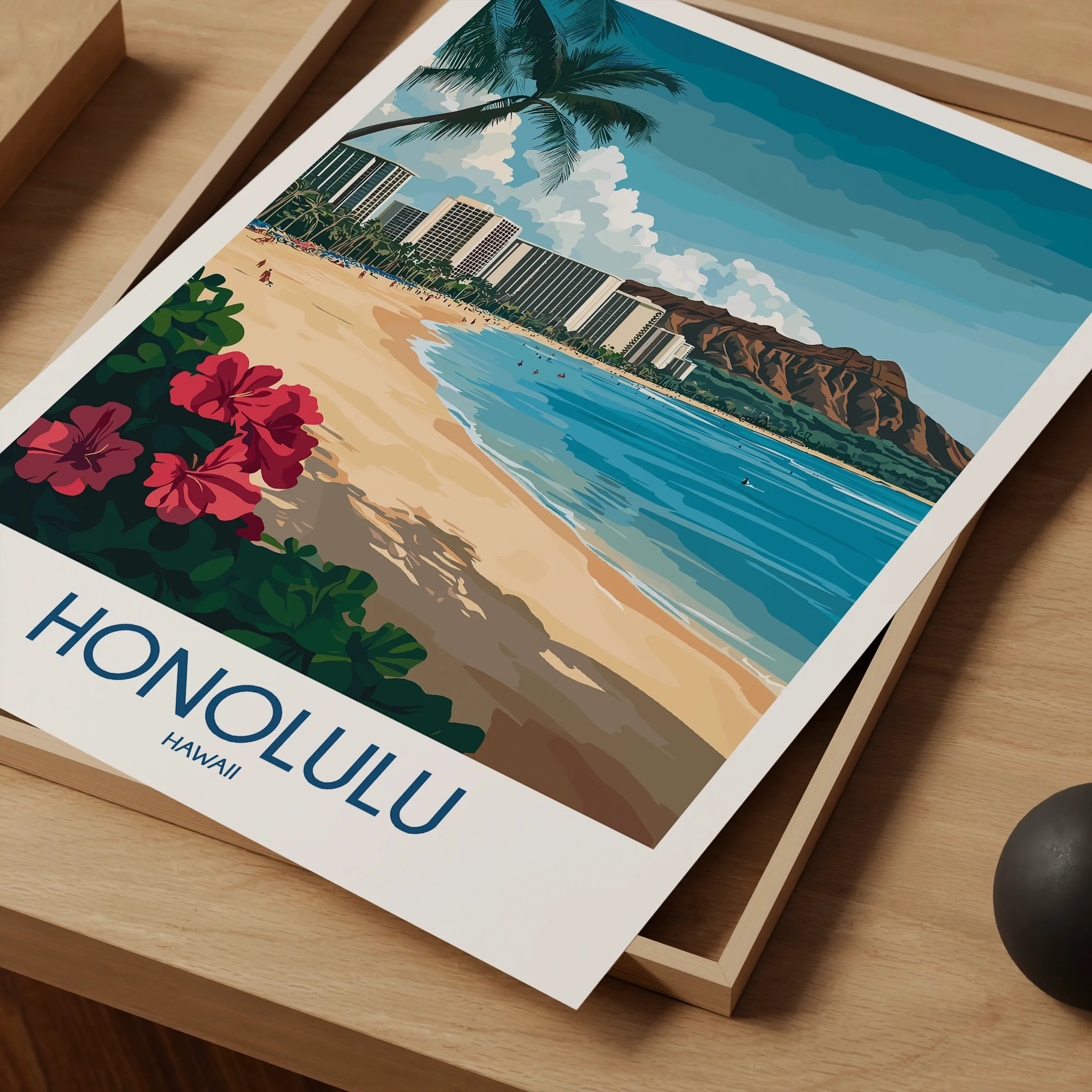 Honolulu Retro Travel Illustration