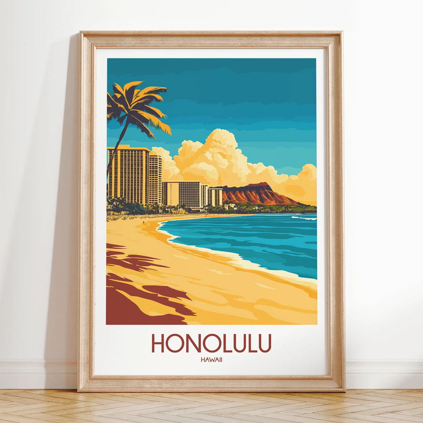 Honolulu Vintage Style Print