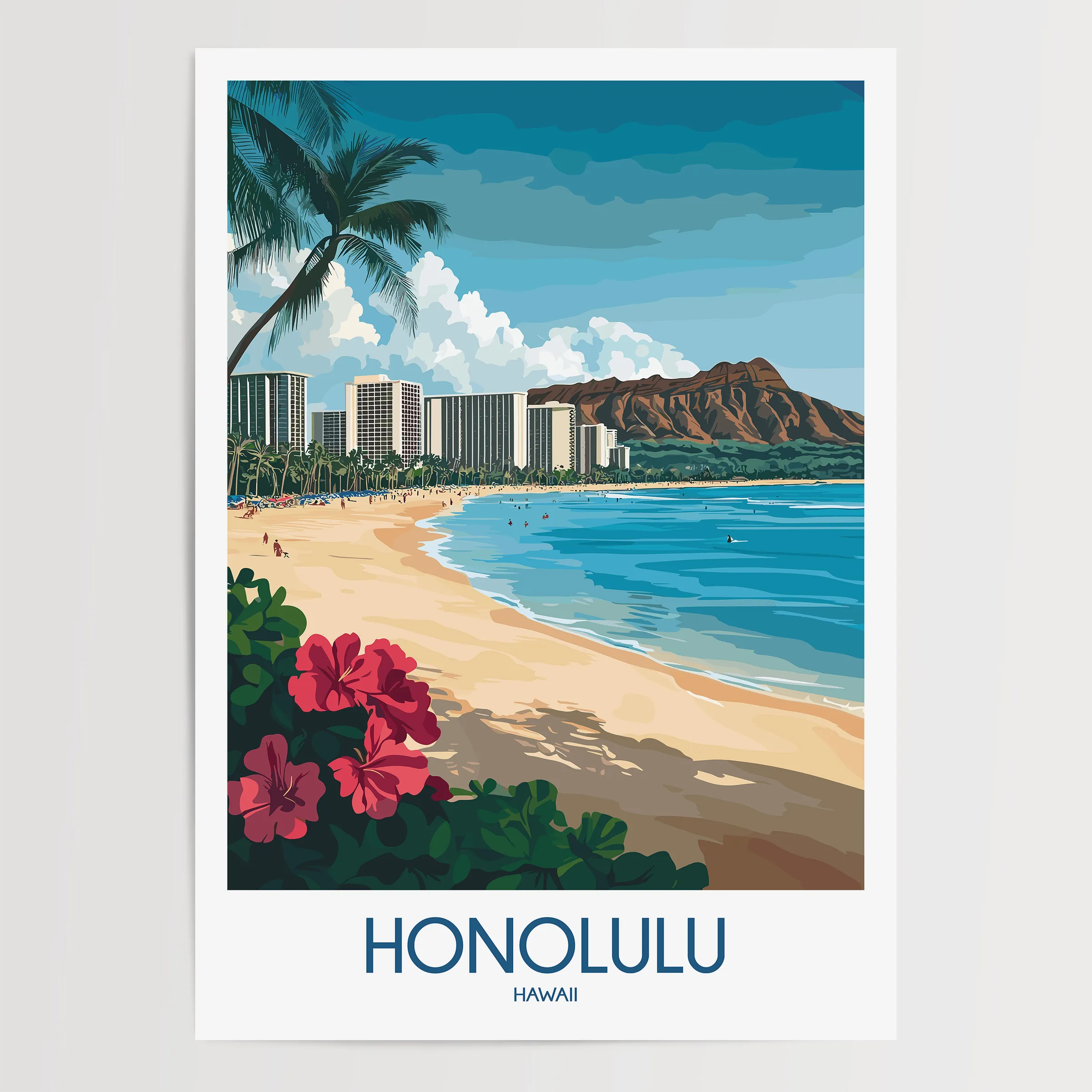 Honolulu Vintage Style Print