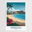 Honolulu Vintage Style Print